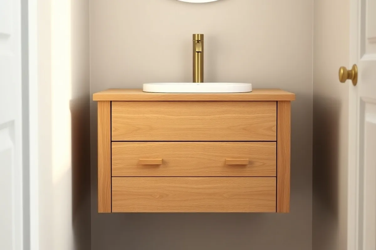Large neutral tiles reduce visual noise and grout lines.